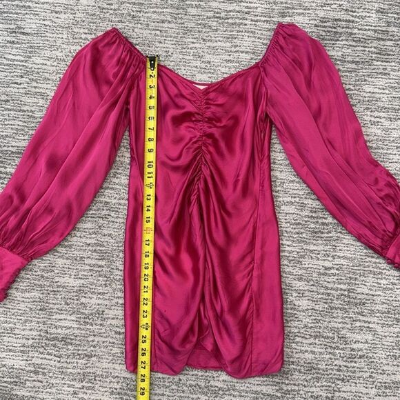 NWT Rococo Sand Hot Pink Barbiecore Satin Ruched Poppy Mini Dress Large - Picture 9 of 16